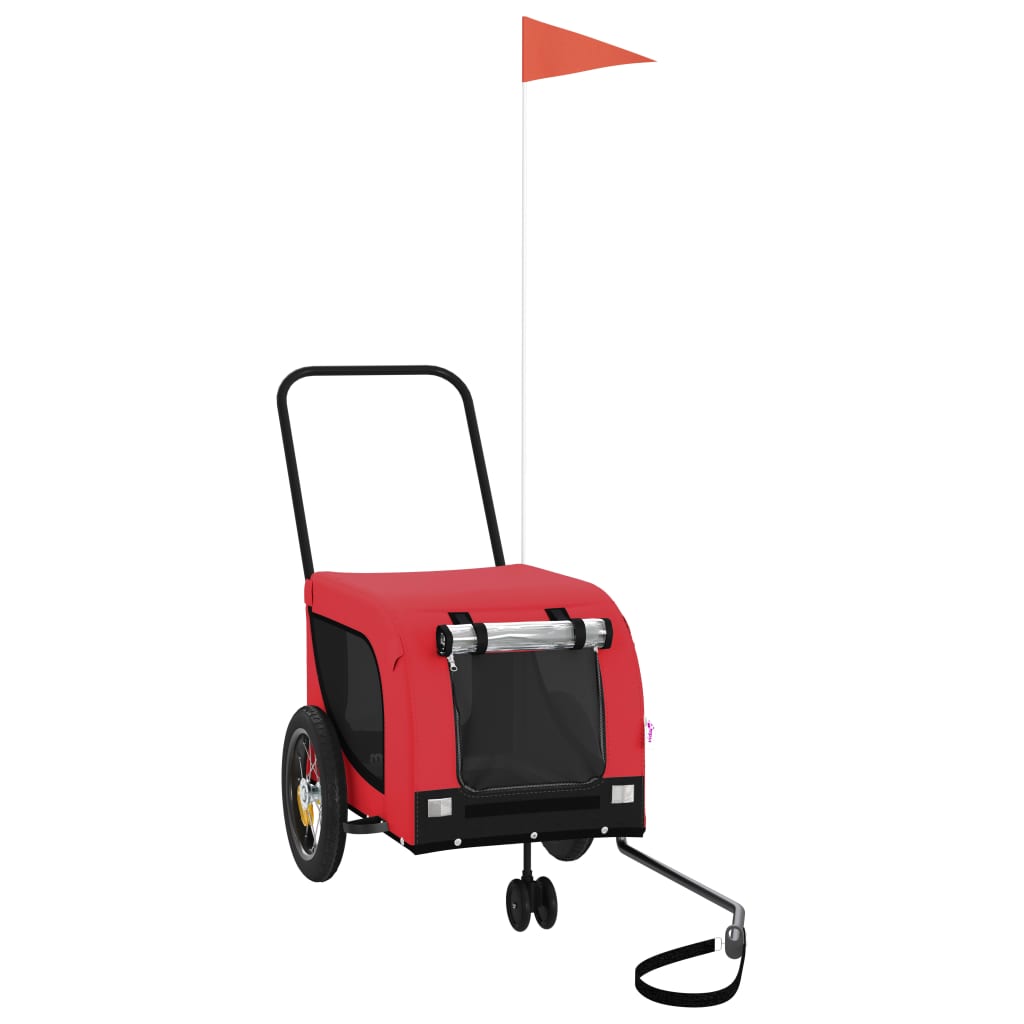 Hondenfietstrailer oxford stof en ijzer rood en zwart is nu te koop bij PeponiXL, paradijselijk wonen!