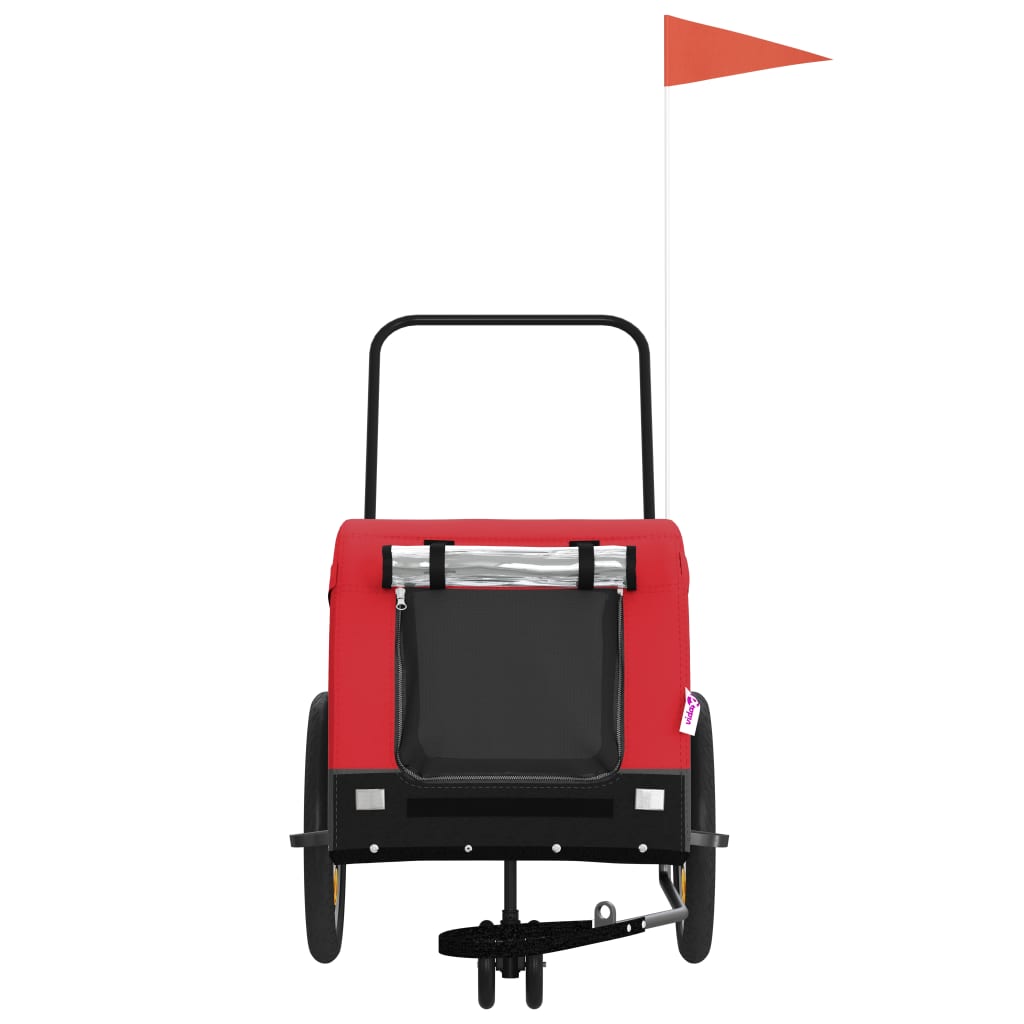 Hondenfietstrailer oxford stof en ijzer rood en zwart is nu te koop bij PeponiXL, paradijselijk wonen!