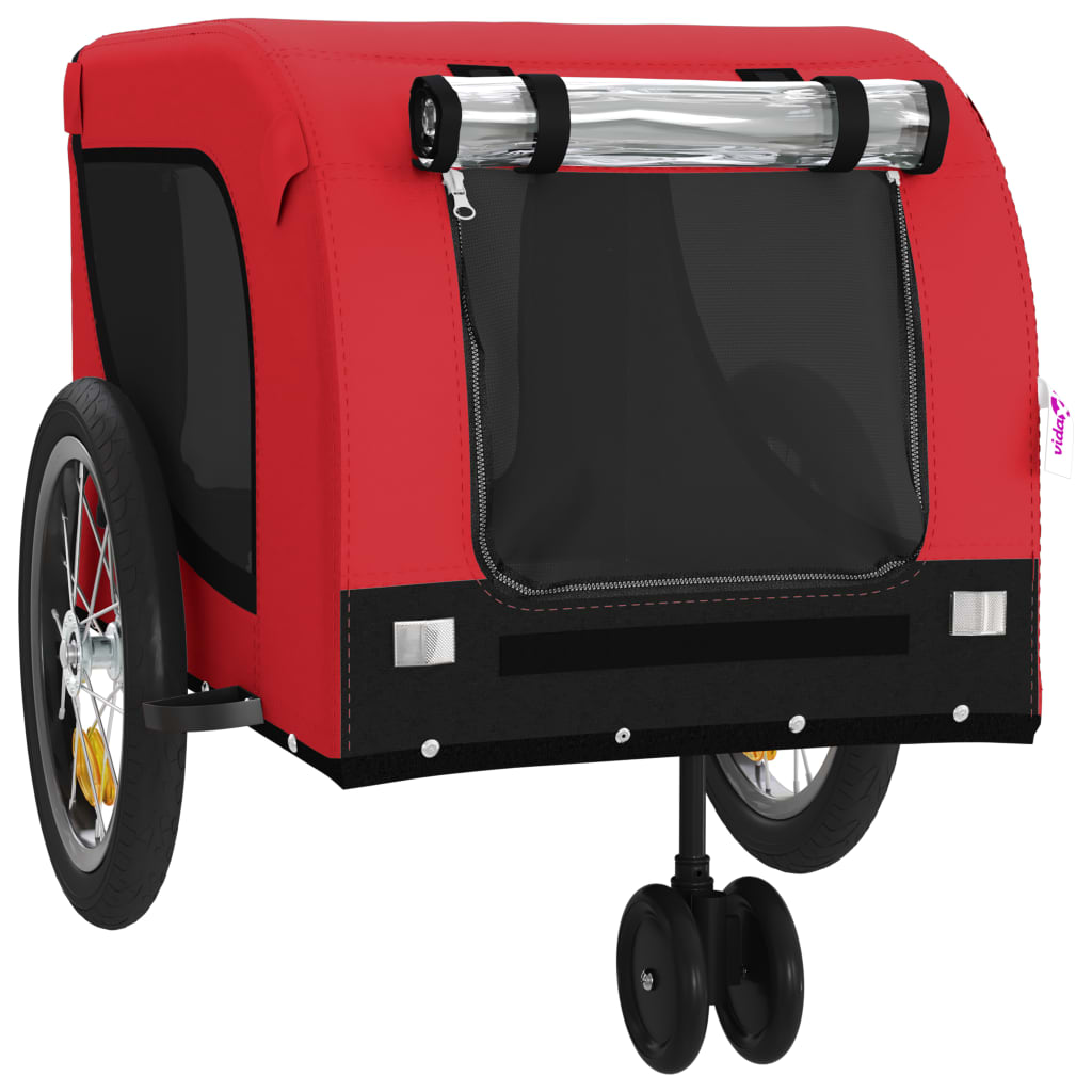 Hondenfietstrailer oxford stof en ijzer rood en zwart is nu te koop bij PeponiXL, paradijselijk wonen!