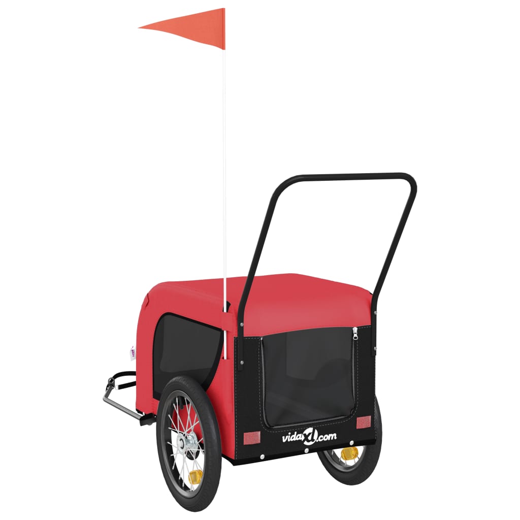 Hondenfietstrailer oxford stof en ijzer rood en zwart is nu te koop bij PeponiXL, paradijselijk wonen!