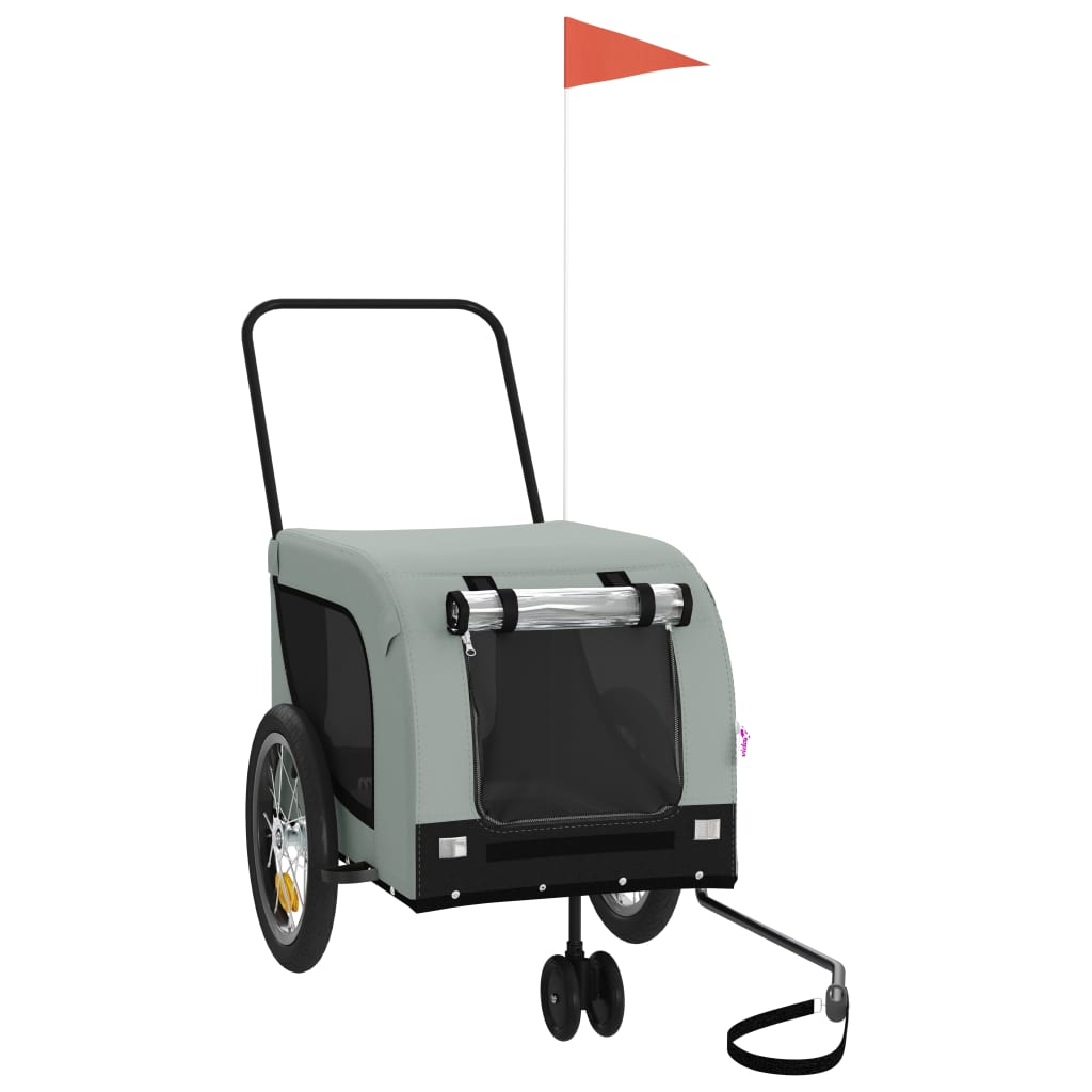 Hondenfietstrailer oxford stof en ijzer grijs en zwart is nu te koop bij PeponiXL, paradijselijk wonen!