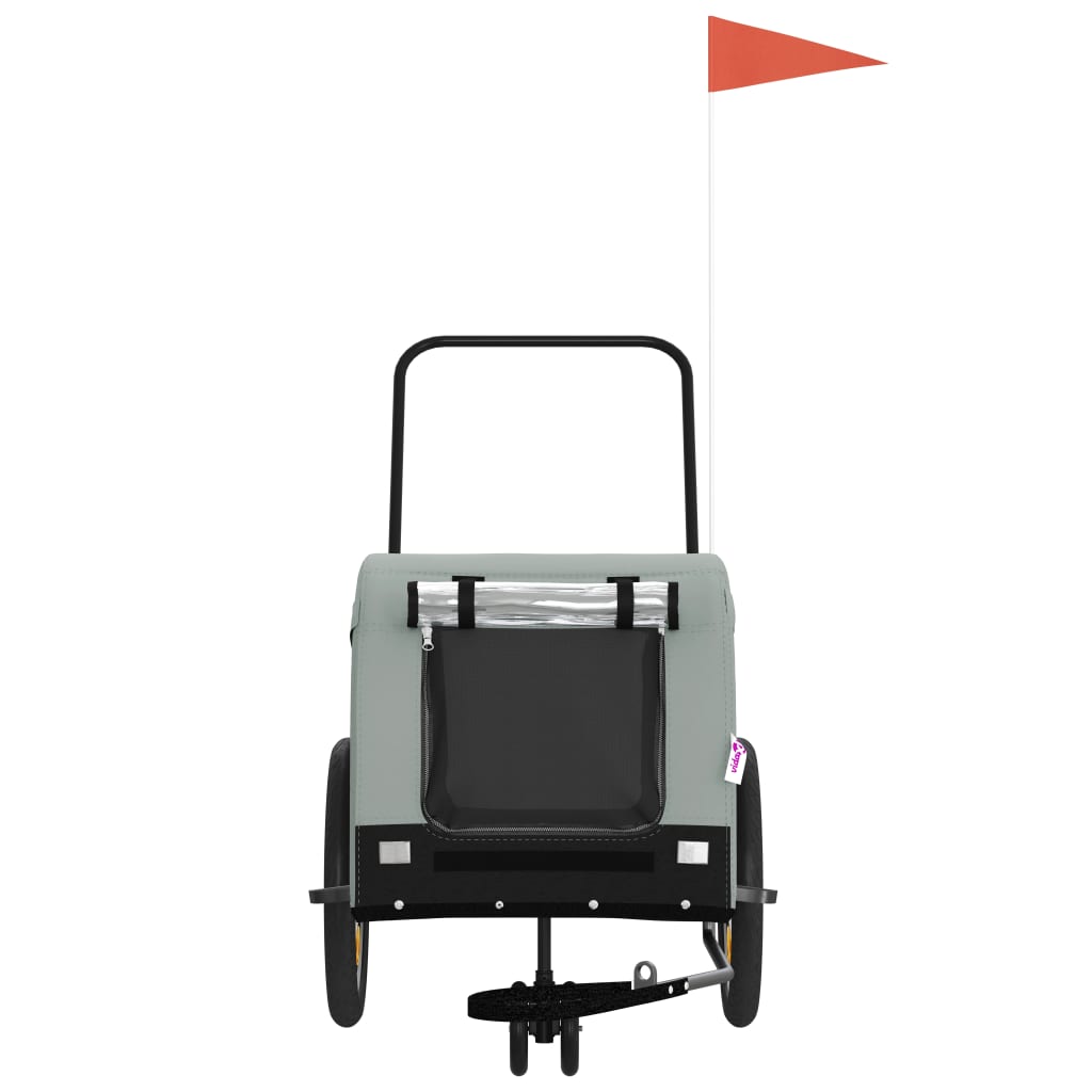 Hondenfietstrailer oxford stof en ijzer grijs en zwart is nu te koop bij PeponiXL, paradijselijk wonen!