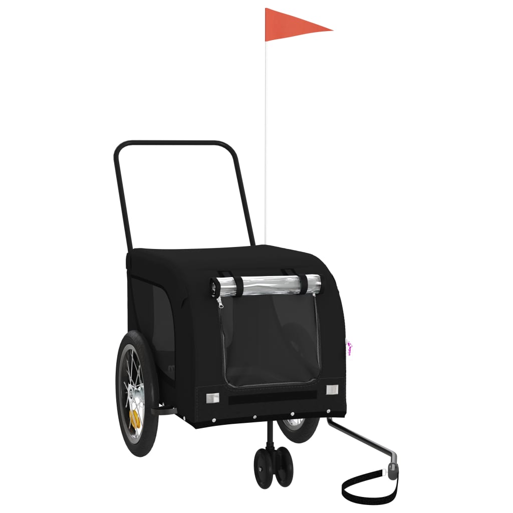 Hondenfietstrailer oxford stof en ijzer zwart is nu te koop bij PeponiXL, paradijselijk wonen!