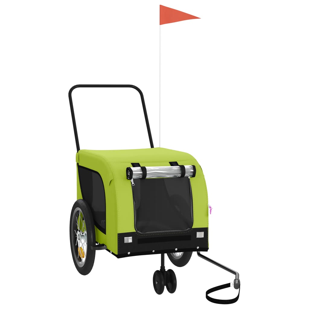 Hondenfietstrailer oxford stof en ijzer groen en zwart is nu te koop bij PeponiXL, paradijselijk wonen!