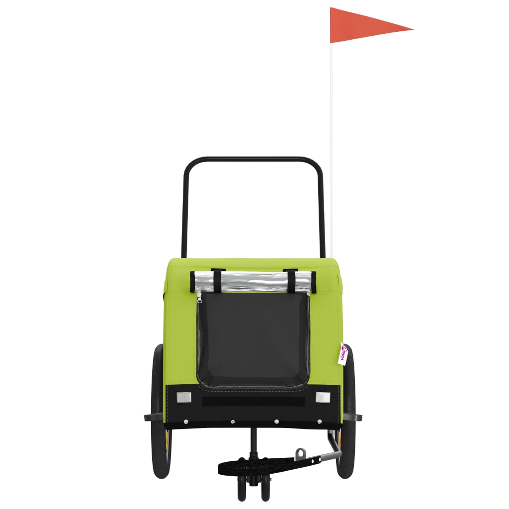 Hondenfietstrailer oxford stof en ijzer groen en zwart is nu te koop bij PeponiXL, paradijselijk wonen!