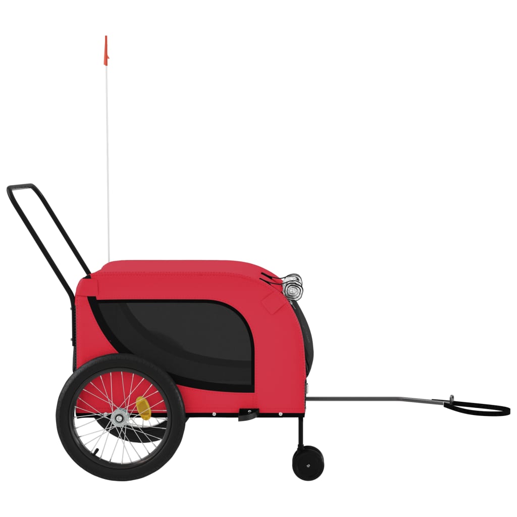 Hondenfietstrailer oxford stof en ijzer rood en zwart is nu te koop bij PeponiXL, paradijselijk wonen!