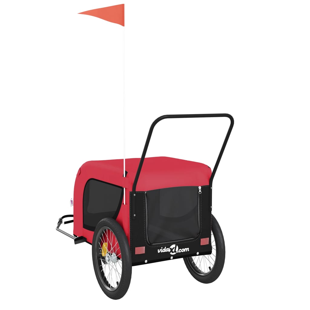 Hondenfietstrailer oxford stof en ijzer rood en zwart is nu te koop bij PeponiXL, paradijselijk wonen!