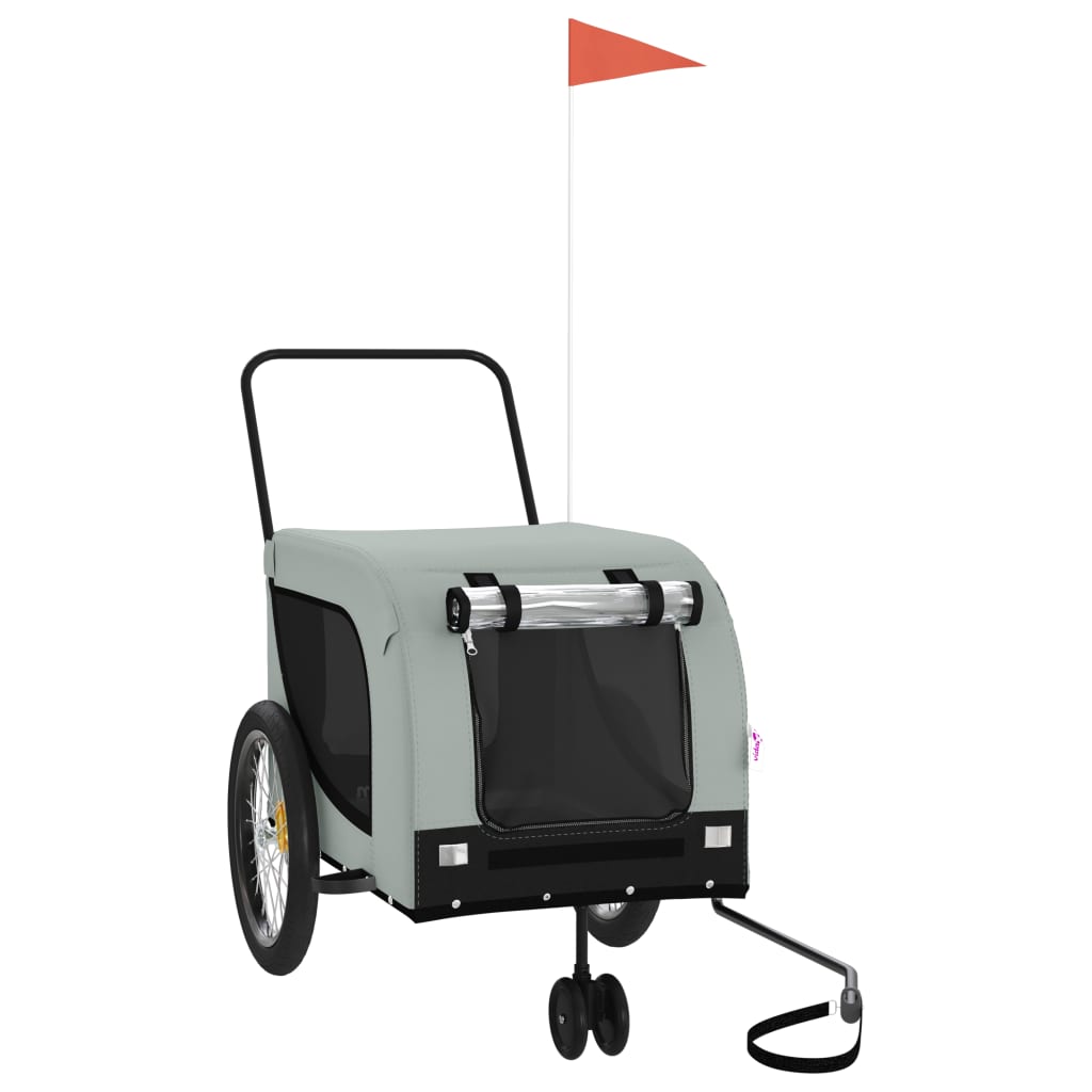 Hondenfietstrailer oxford stof en ijzer grijs en zwart is nu te koop bij PeponiXL, paradijselijk wonen!