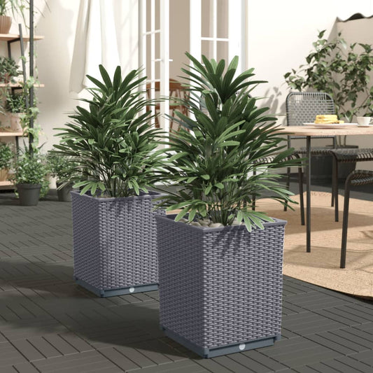 Plantenbakken 2 st 30x30x37 cm polypropeen blauwgrijs is nu te koop bij PeponiXL, paradijselijk wonen!