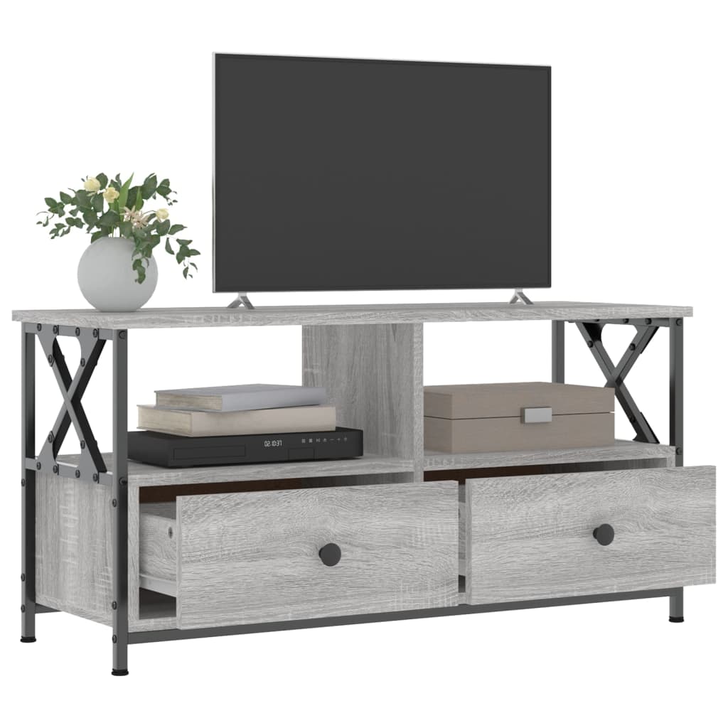 Tv-meubel 90x33x45 cm bewerkt hout grijs sonoma eikenkleurig is nu te koop bij PeponiXL, paradijselijk wonen!