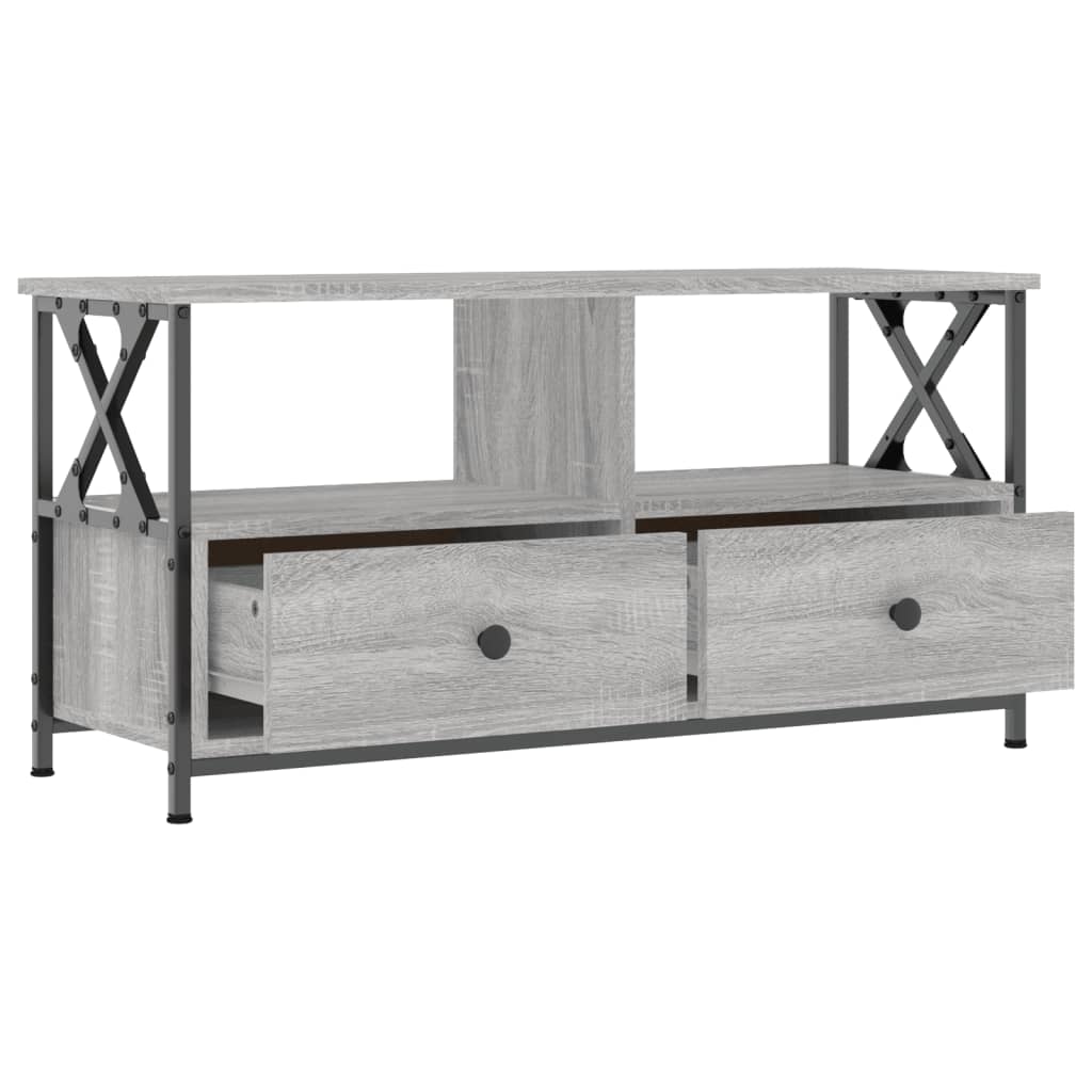 Tv-meubel 90x33x45 cm bewerkt hout grijs sonoma eikenkleurig is nu te koop bij PeponiXL, paradijselijk wonen!