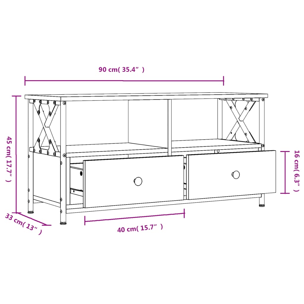 Tv-meubel 90x33x45 cm bewerkt hout grijs sonoma eikenkleurig is nu te koop bij PeponiXL, paradijselijk wonen!