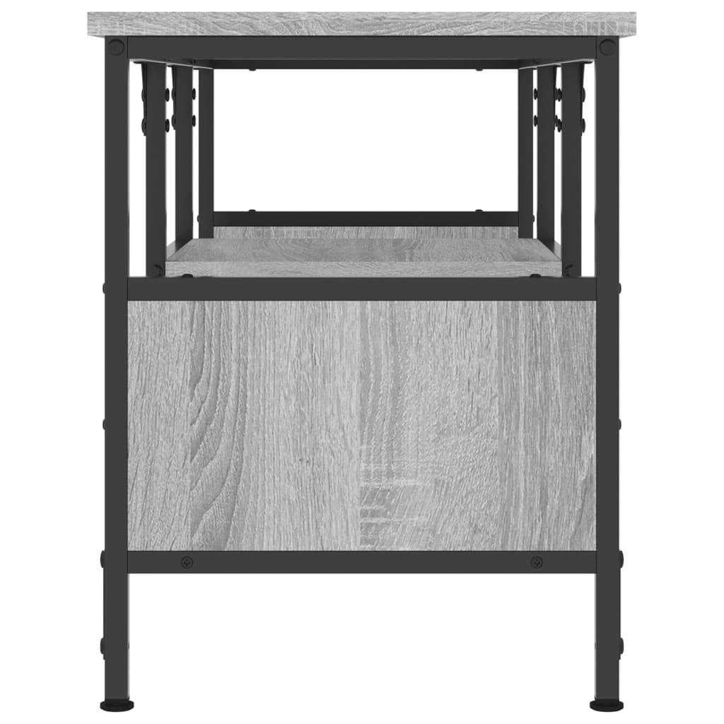 Tv-meubel 100x35x45 cm bewerkt hout en ijzer grijs sonoma eiken is nu te koop bij PeponiXL, paradijselijk wonen!