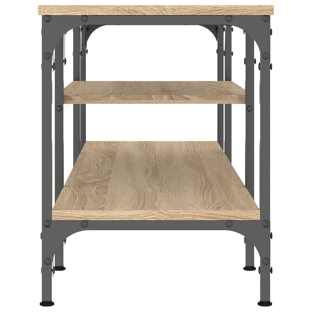 Tv-meubel 121x35x45 cm bewerkt hout en ijzer sonoma eikenkleur is nu te koop bij PeponiXL, paradijselijk wonen!