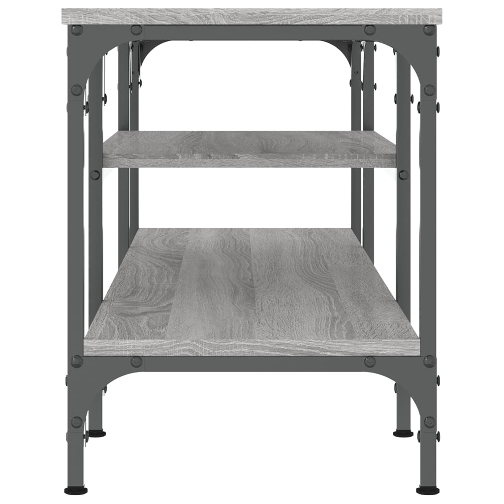 Tv-meubel 121x35x45 cm bewerkt hout en ijzer grijs sonoma eiken is nu te koop bij PeponiXL, paradijselijk wonen!