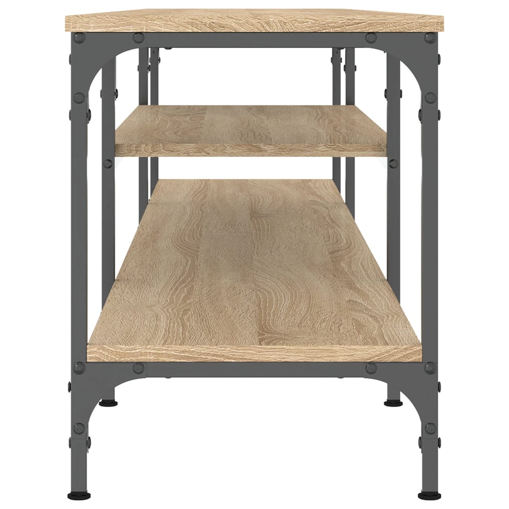 Tv-meubel 201x35x45 cm bewerkt hout en ijzer sonoma eikenkleur is nu te koop bij PeponiXL, paradijselijk wonen!