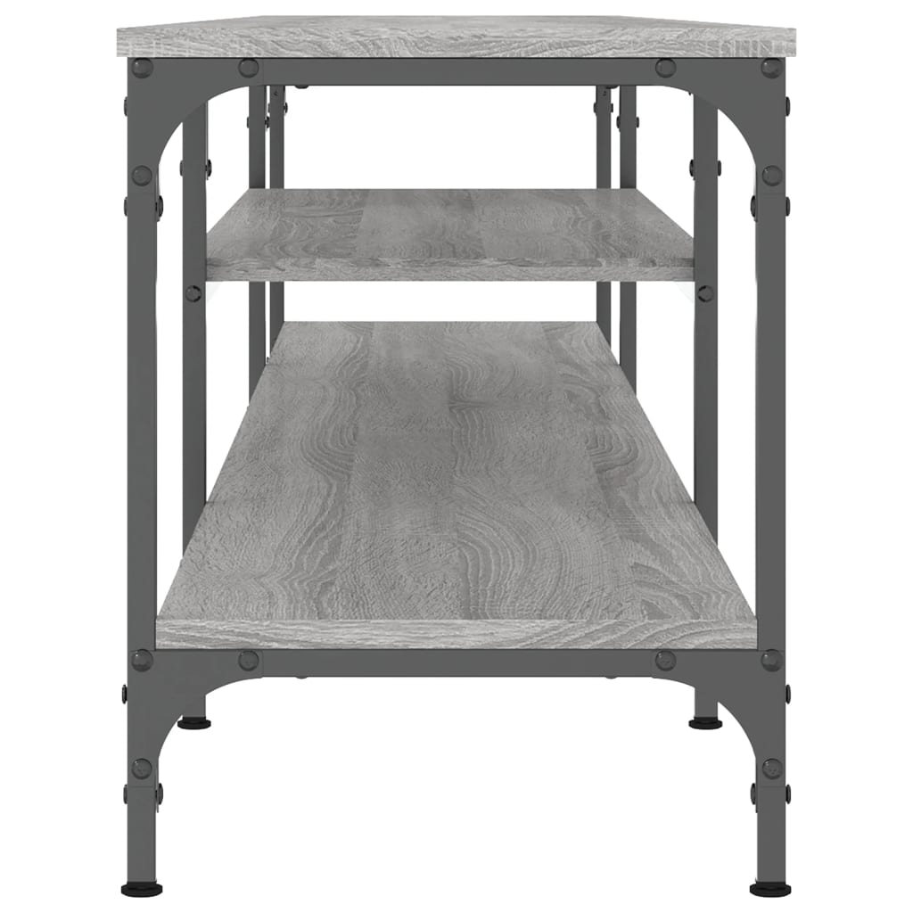 Tv-meubel 201x35x45 cm bewerkt hout en ijzer grijs sonoma eiken is nu te koop bij PeponiXL, paradijselijk wonen!