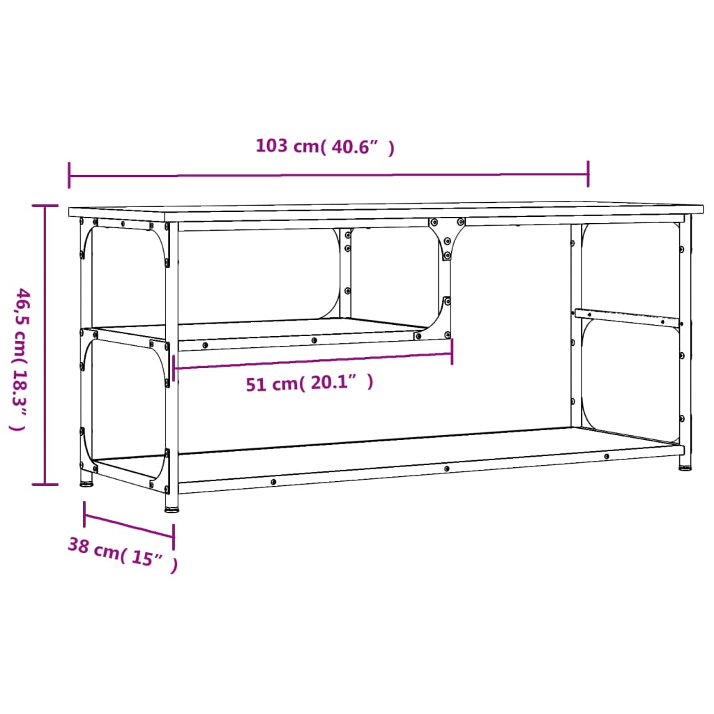 Tv-meubel 103x38x46,5 cm bewerkt hout en staal zwart is nu te koop bij PeponiXL, paradijselijk wonen!