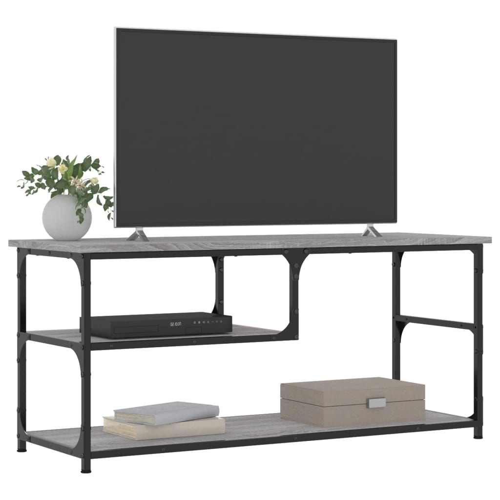 Tv-meubel 103x38x46,5 cm en bewerkt hout staal grijs sonoma is nu te koop bij PeponiXL, paradijselijk wonen!