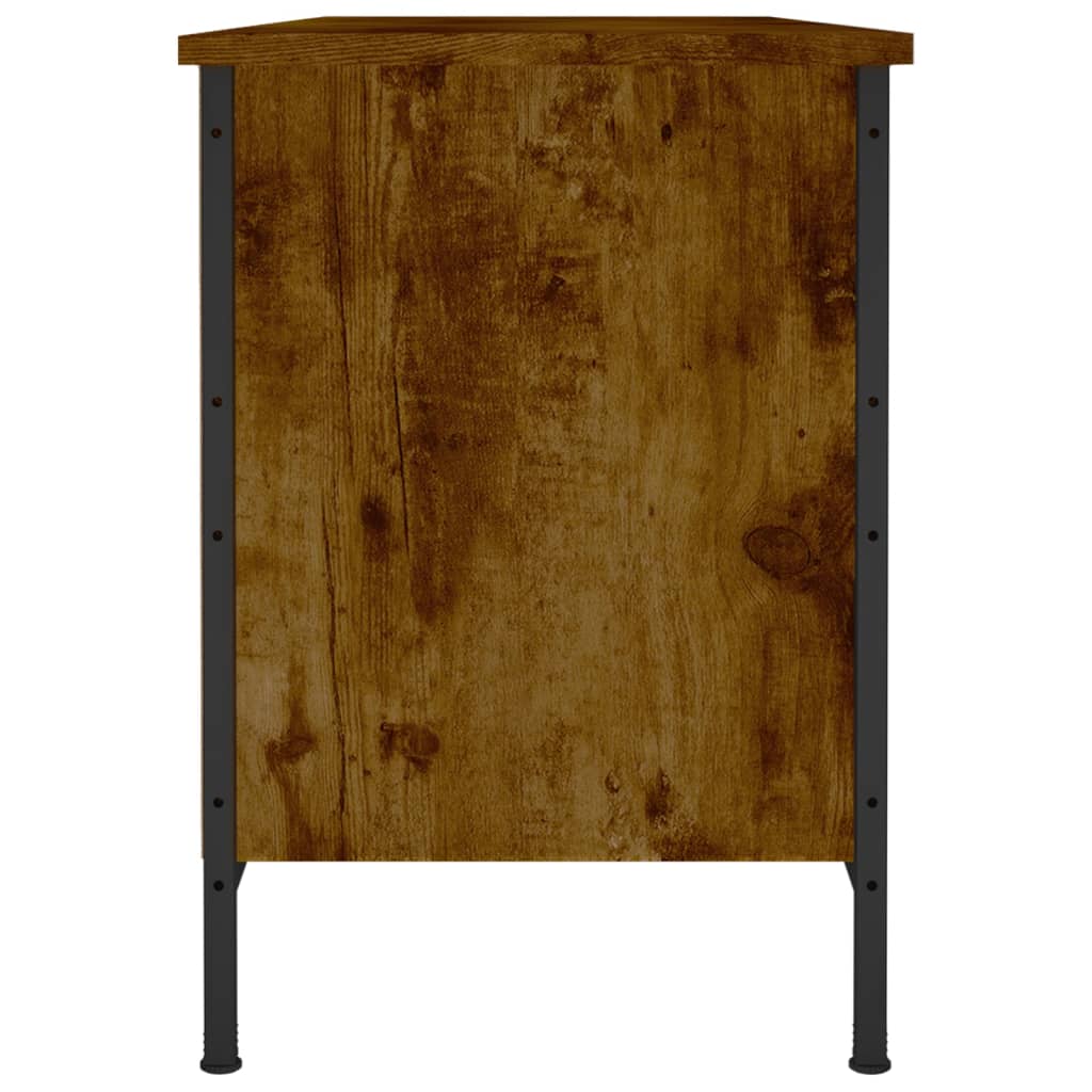 Schoenenkast 100x35x50 cm bewerkt hout gerookt eikenkleurig is nu te koop bij PeponiXL, paradijselijk wonen!