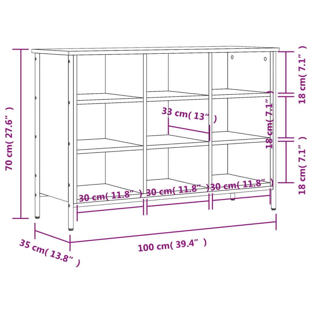 Schoenenkast 100x35x70 cm bewerkt hout sonoma eikenkleurig is nu te koop bij PeponiXL, paradijselijk wonen!