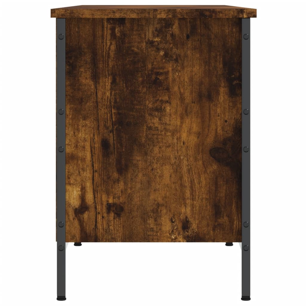 Schoenenkast 131x35x50 cm bewerkt hout gerookt eikenkleurig is nu te koop bij PeponiXL, paradijselijk wonen!