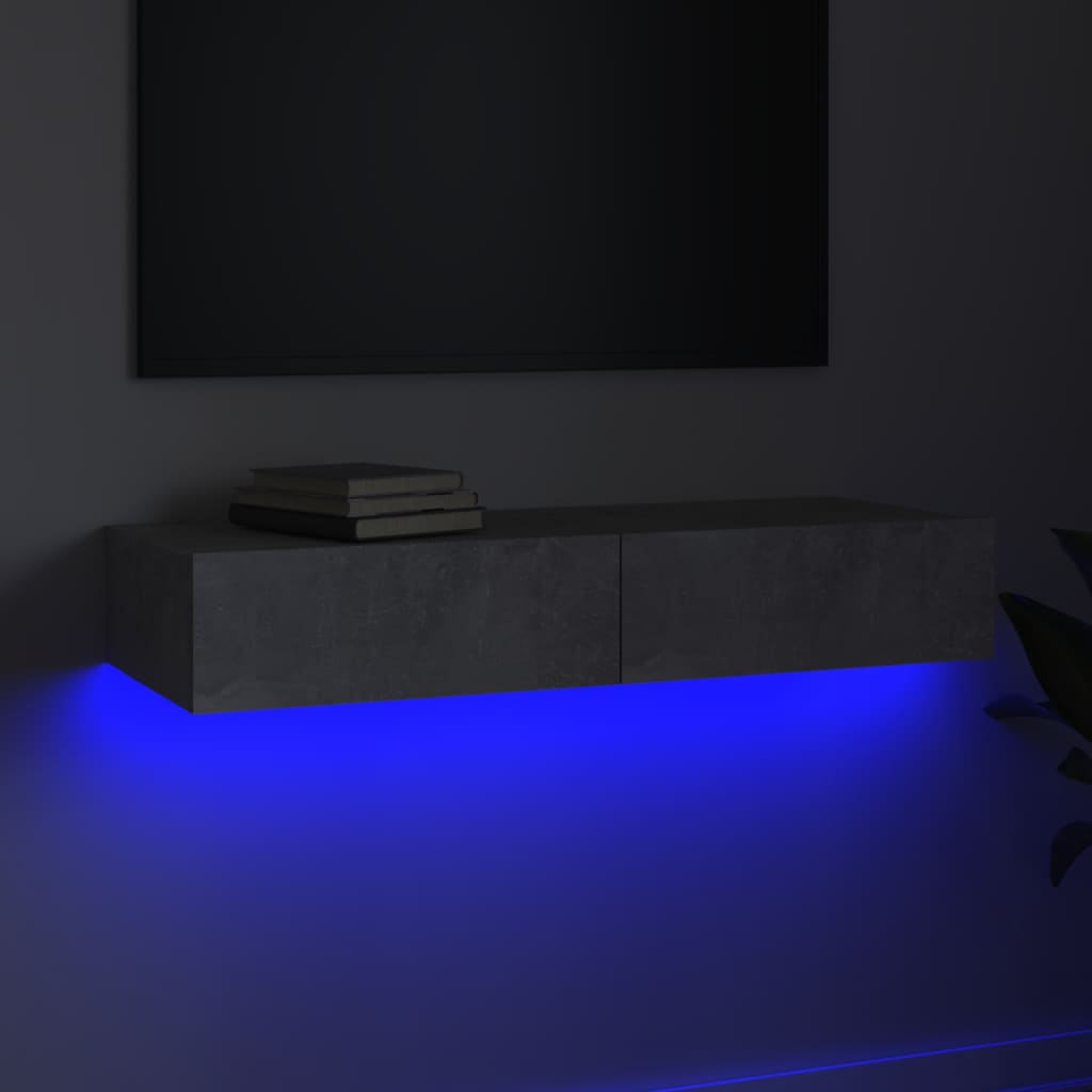 Tv-meubel met LED-verlichting 90x35x15,5 cm betongrijs is nu te koop bij PeponiXL, paradijselijk wonen!