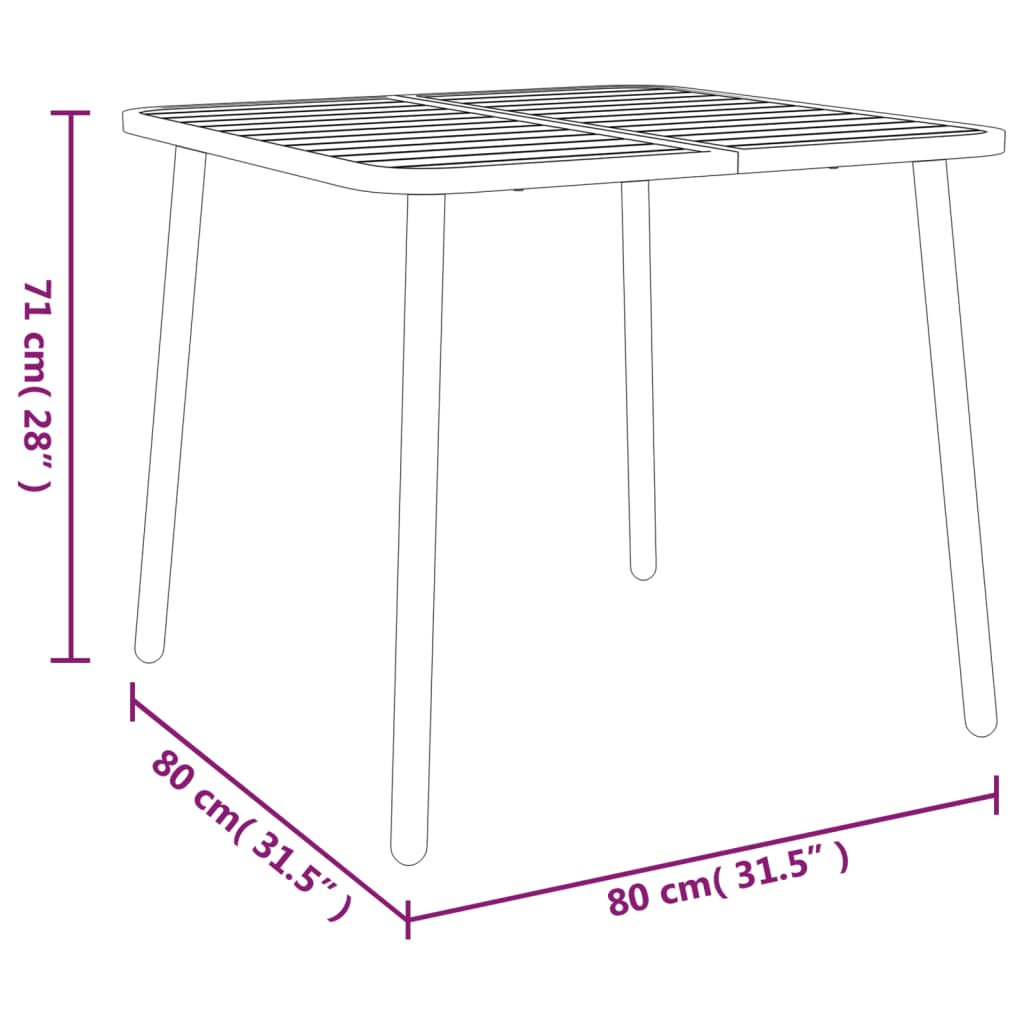 Tuintafel 80x80x71 cm staal antracietkleurig is nu te koop bij PeponiXL, paradijselijk wonen!