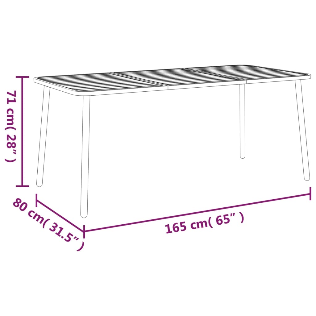 Tuintafel 165x80x71 cm staal antracietkleurig is nu te koop bij PeponiXL, paradijselijk wonen!