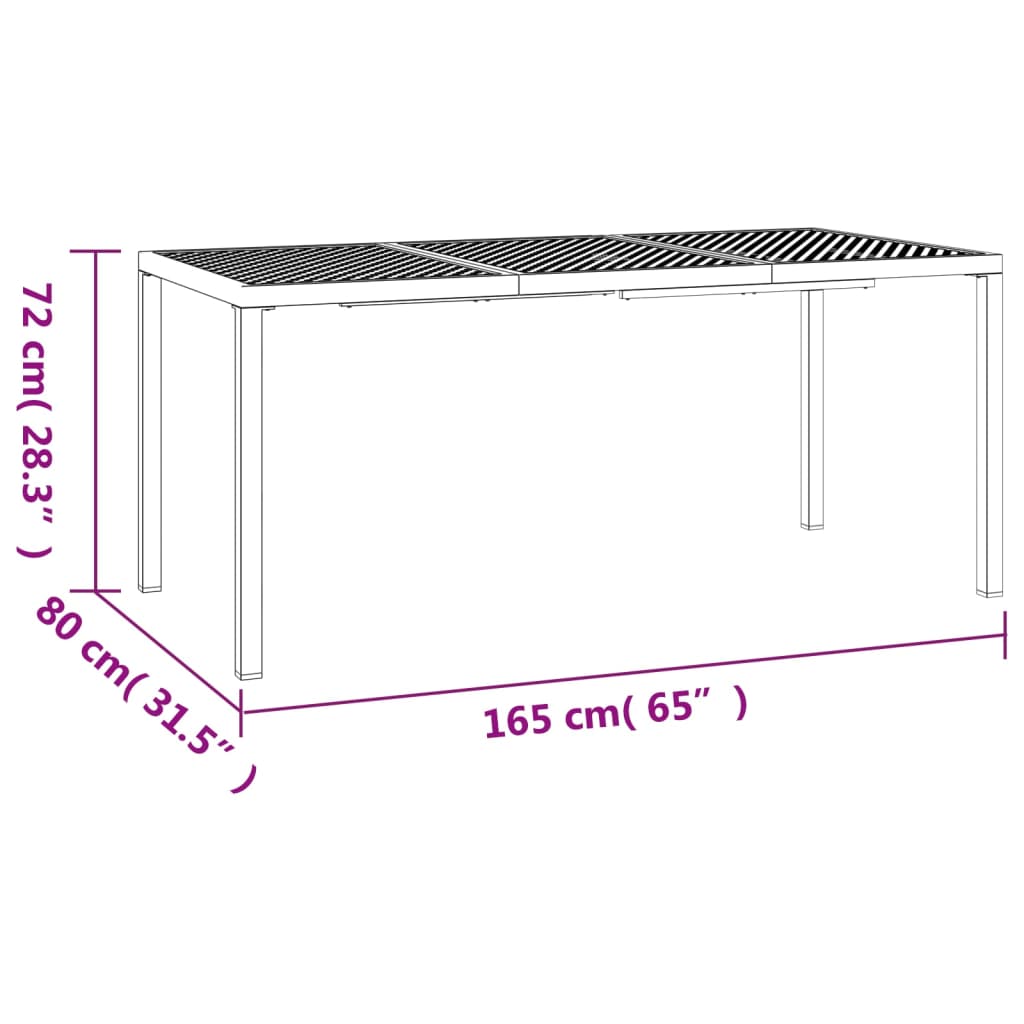 Tuintafel 165x80x72 cm staal antracietkleurig is nu te koop bij PeponiXL, paradijselijk wonen!