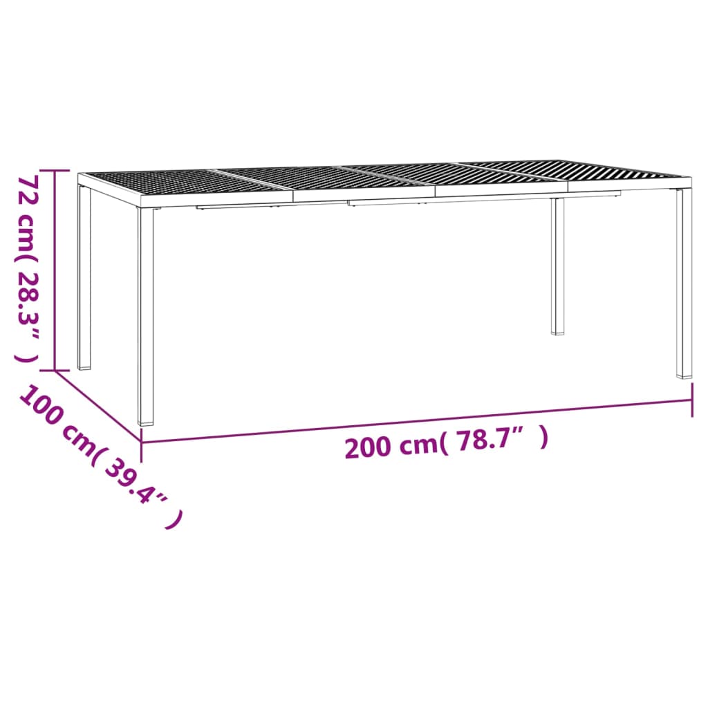 Tuintafel 200x100x72 cm staal antracietkleurig is nu te koop bij PeponiXL, paradijselijk wonen!