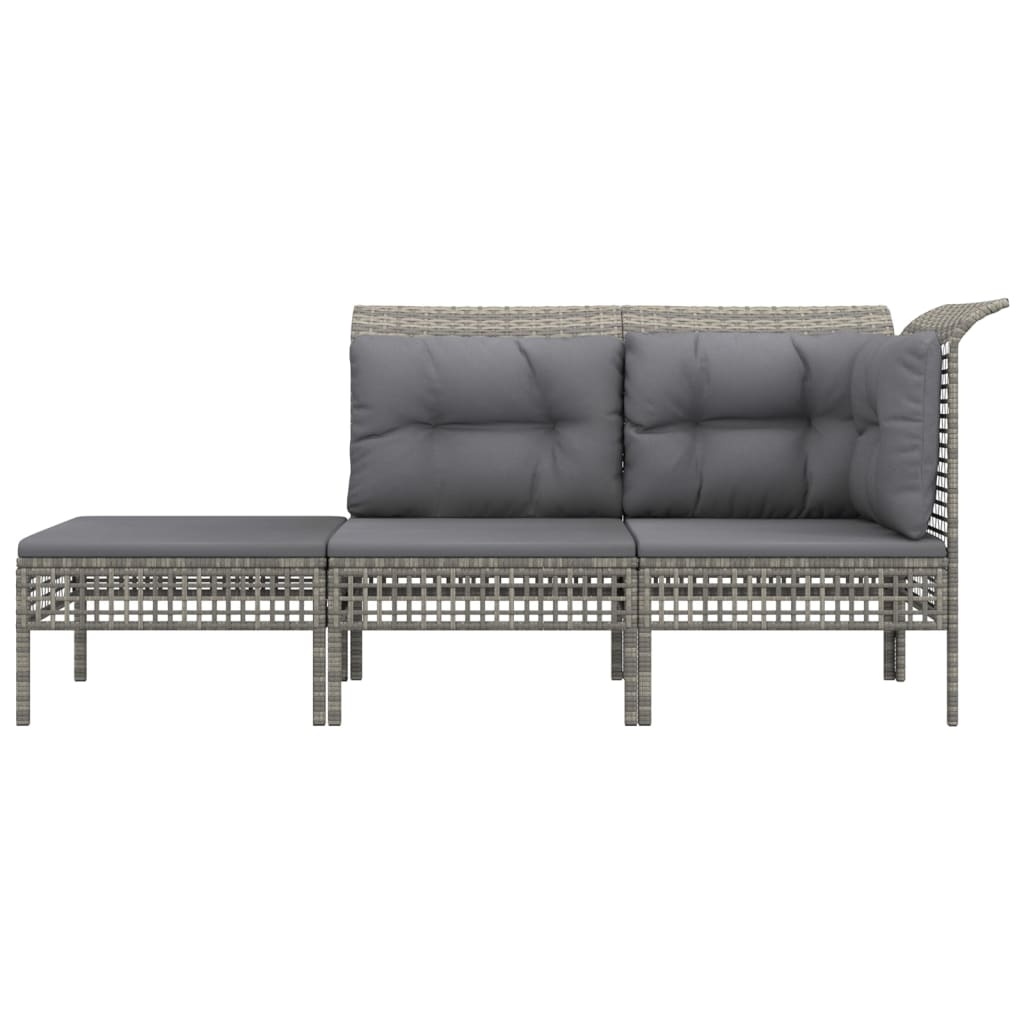 3-delige Loungeset met kussens poly rattan grijs is nu te koop bij PeponiXL, paradijselijk wonen!