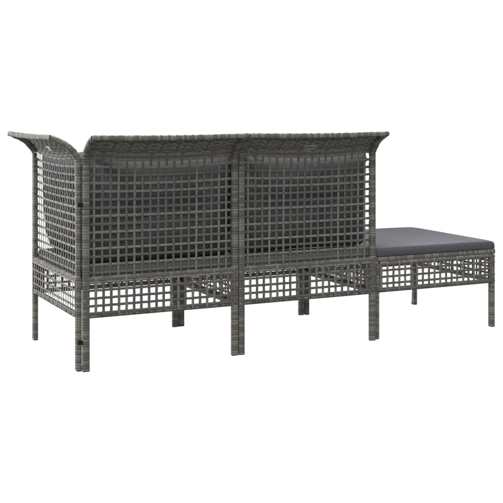 3-delige Loungeset met kussens poly rattan grijs is nu te koop bij PeponiXL, paradijselijk wonen!