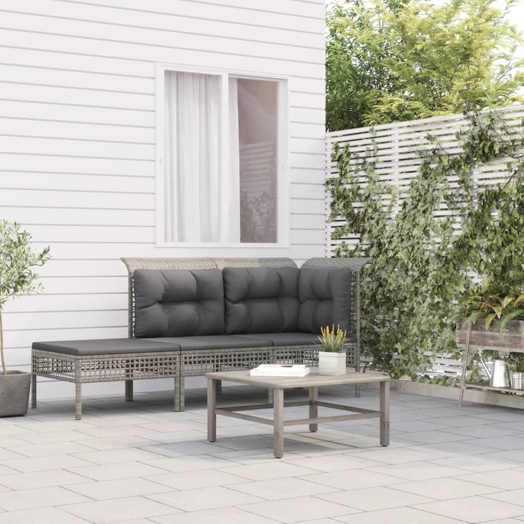 3-delige Loungeset met kussens poly rattan grijs is nu te koop bij PeponiXL, paradijselijk wonen!