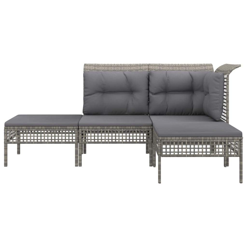 4-delige Loungeset met kussens poly rattan grijs is nu te koop bij PeponiXL, paradijselijk wonen!