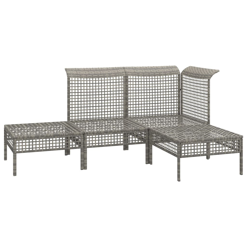 4-delige Loungeset met kussens poly rattan grijs is nu te koop bij PeponiXL, paradijselijk wonen!