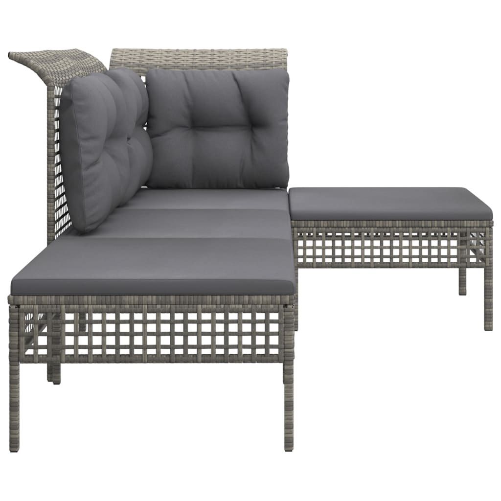 4-delige Loungeset met kussens poly rattan grijs is nu te koop bij PeponiXL, paradijselijk wonen!