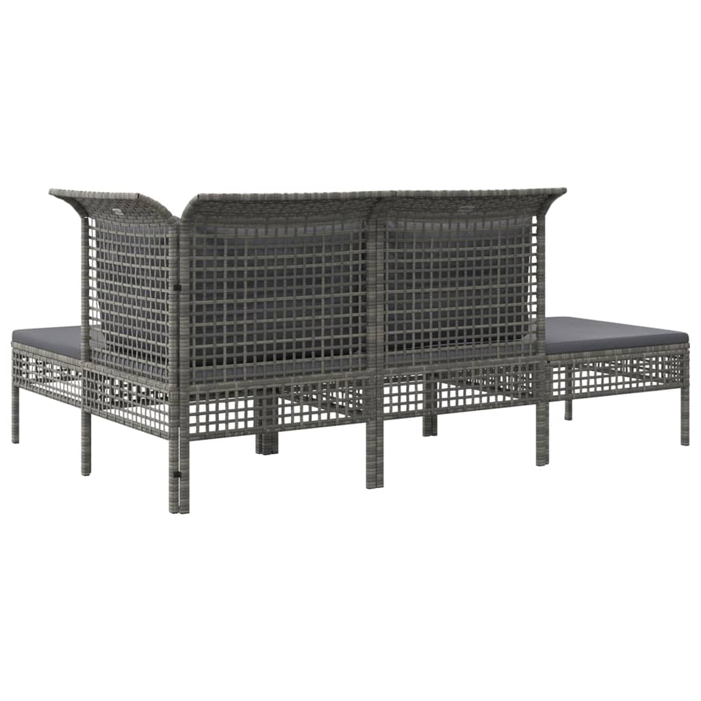 4-delige Loungeset met kussens poly rattan grijs is nu te koop bij PeponiXL, paradijselijk wonen!