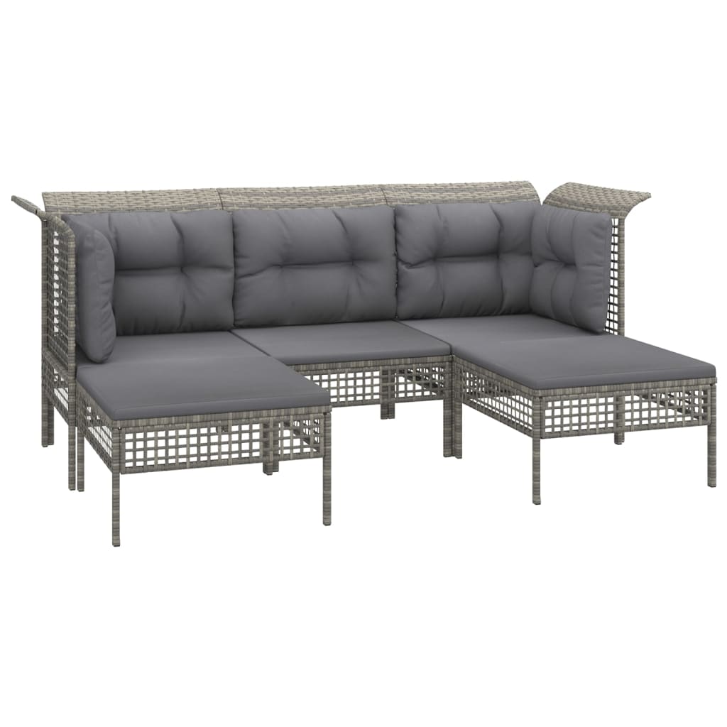 5-delige Loungeset met kussens poly rattan grijs is nu te koop bij PeponiXL, paradijselijk wonen!