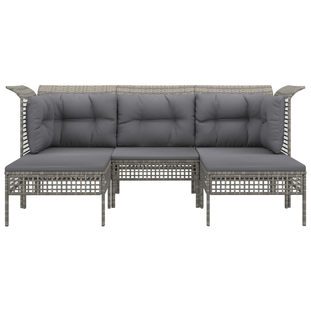 5-delige Loungeset met kussens poly rattan grijs is nu te koop bij PeponiXL, paradijselijk wonen!