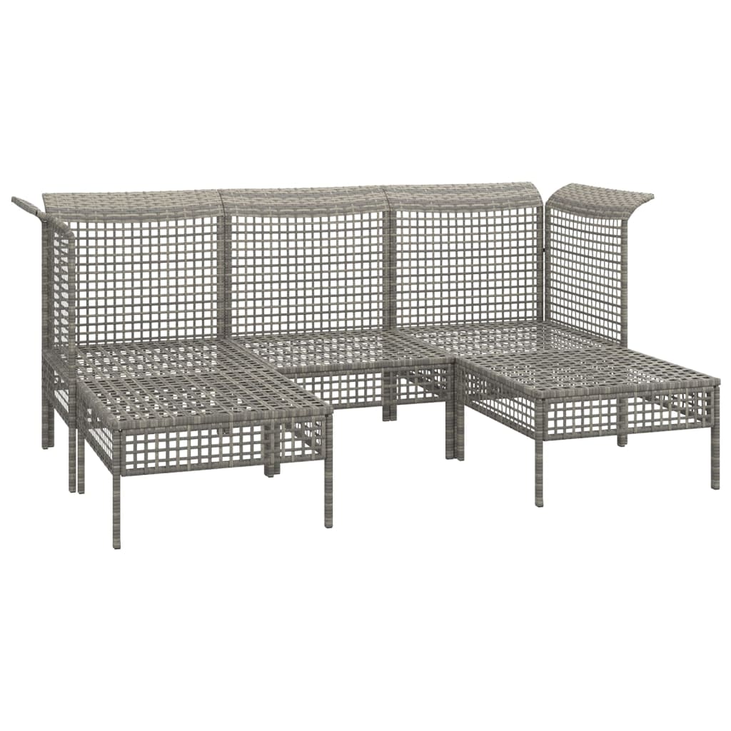 5-delige Loungeset met kussens poly rattan grijs is nu te koop bij PeponiXL, paradijselijk wonen!