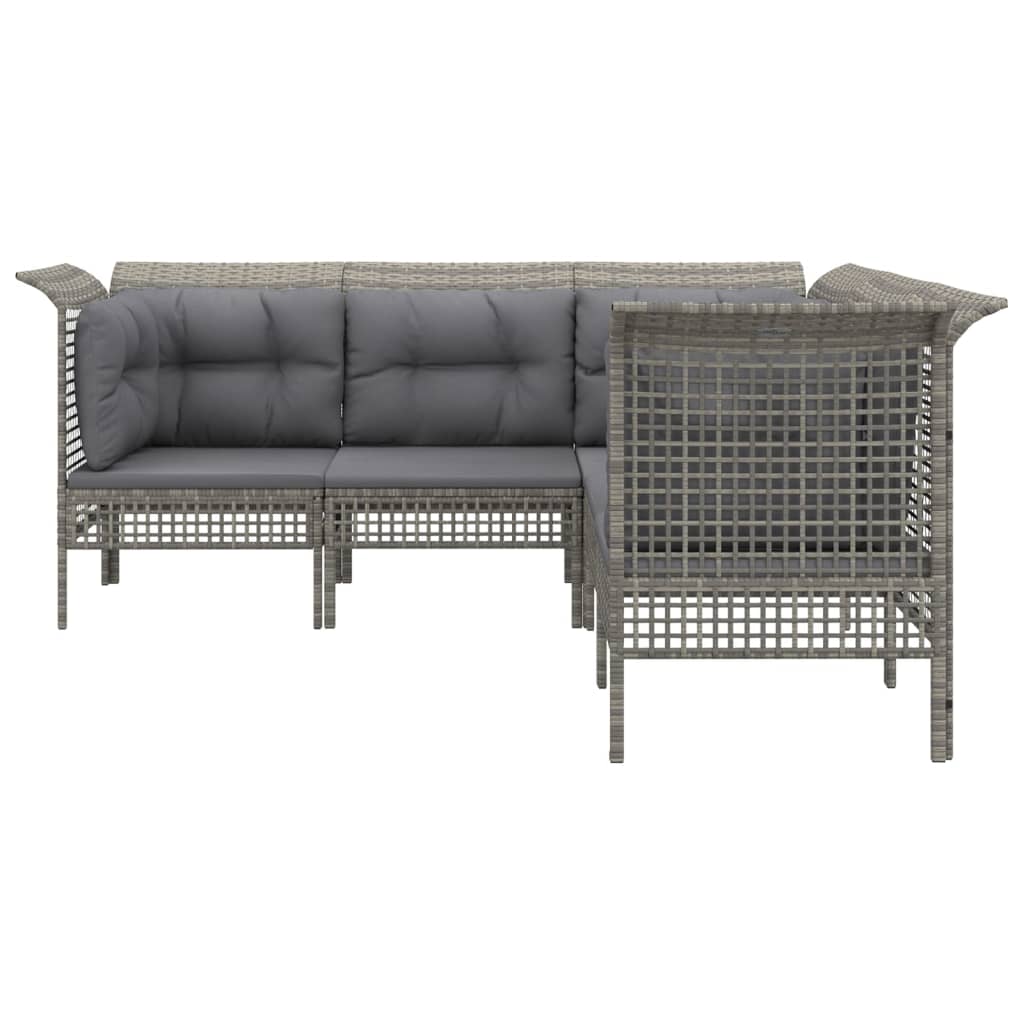 5-delige Loungeset met kussens poly rattan grijs is nu te koop bij PeponiXL, paradijselijk wonen!