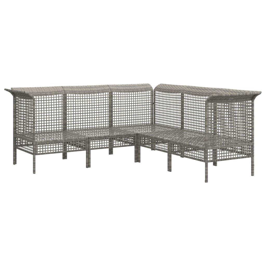 5-delige Loungeset met kussens poly rattan grijs is nu te koop bij PeponiXL, paradijselijk wonen!