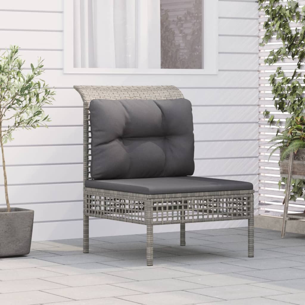 Tuinmiddenbank met kussens poly rattan grijs is nu te koop bij PeponiXL, paradijselijk wonen!
