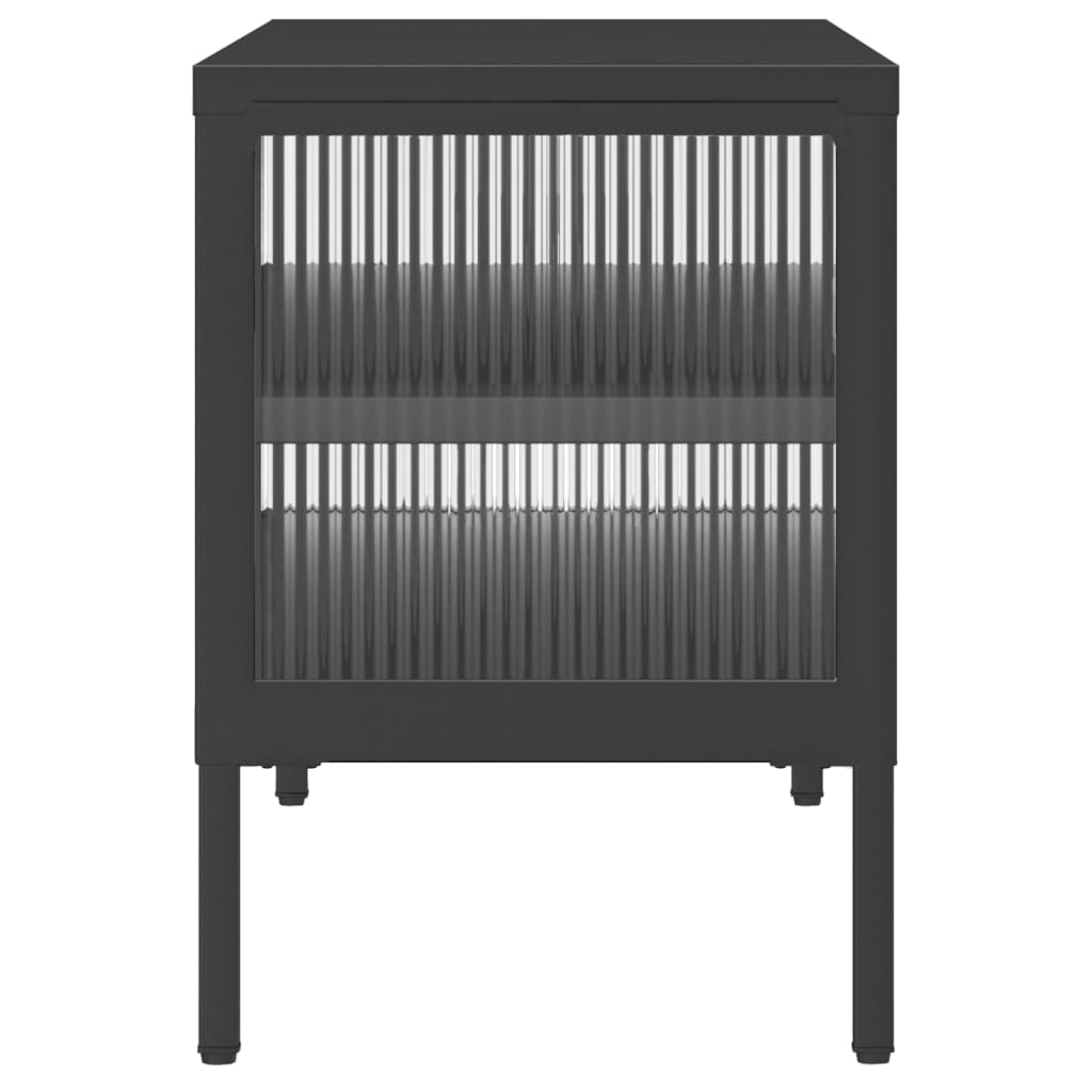 Tv-meubel 105x35x50 cm glas en staal zwart is nu te koop bij PeponiXL, paradijselijk wonen!