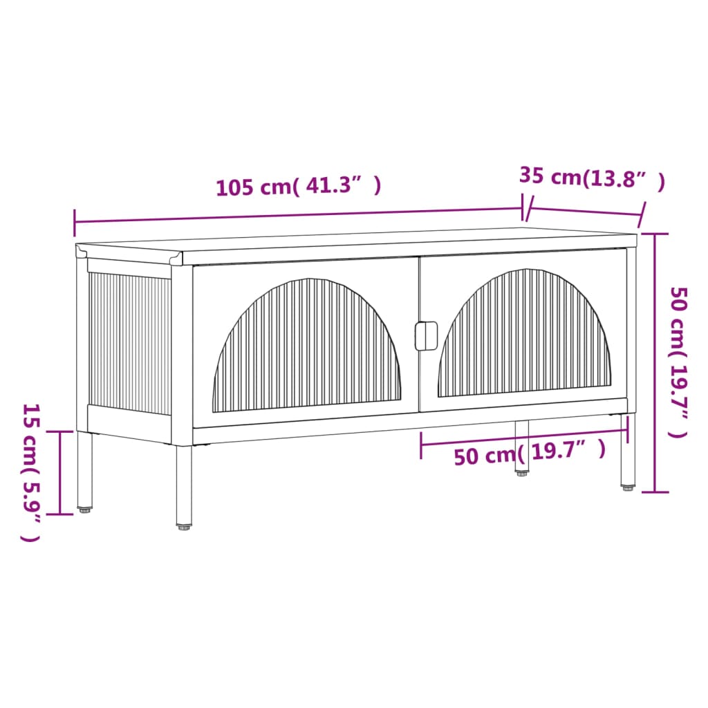 Tv-meubel 105x35x50 cm glas en staal zwart is nu te koop bij PeponiXL, paradijselijk wonen!