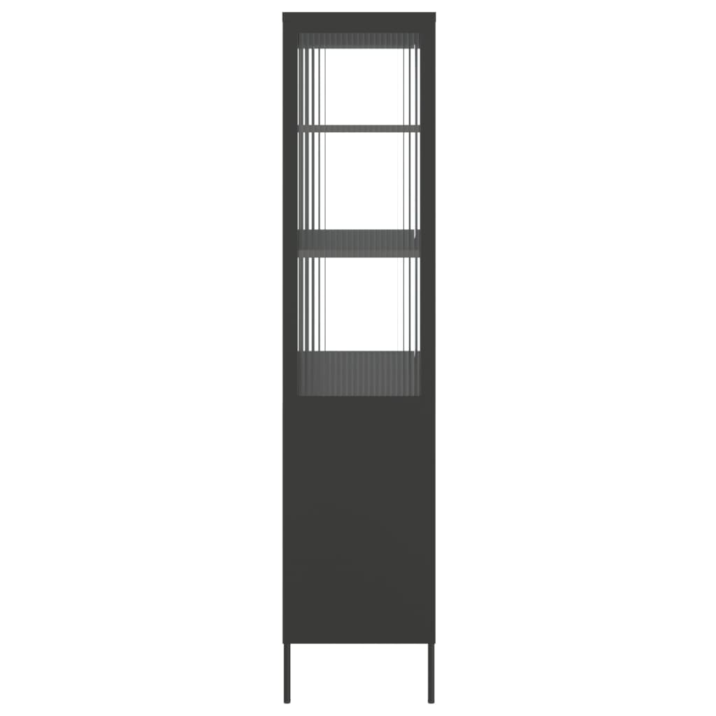 Hoge kast 90x40x180 cm glas en staal zwart is nu te koop bij PeponiXL, paradijselijk wonen!