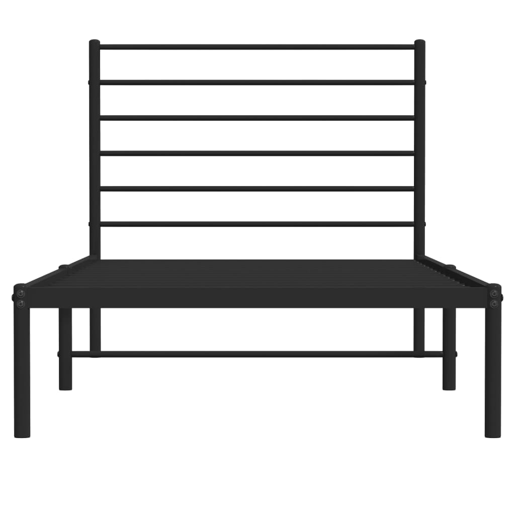 Bedframe met hoofdbord metaal zwart 107x203 cm is nu te koop bij PeponiXL, paradijselijk wonen!