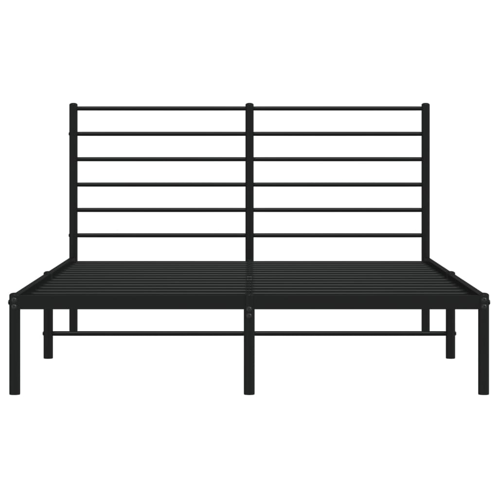 Bedframe met hoofdbord metaal zwart 120x190 cm is nu te koop bij PeponiXL, paradijselijk wonen!
