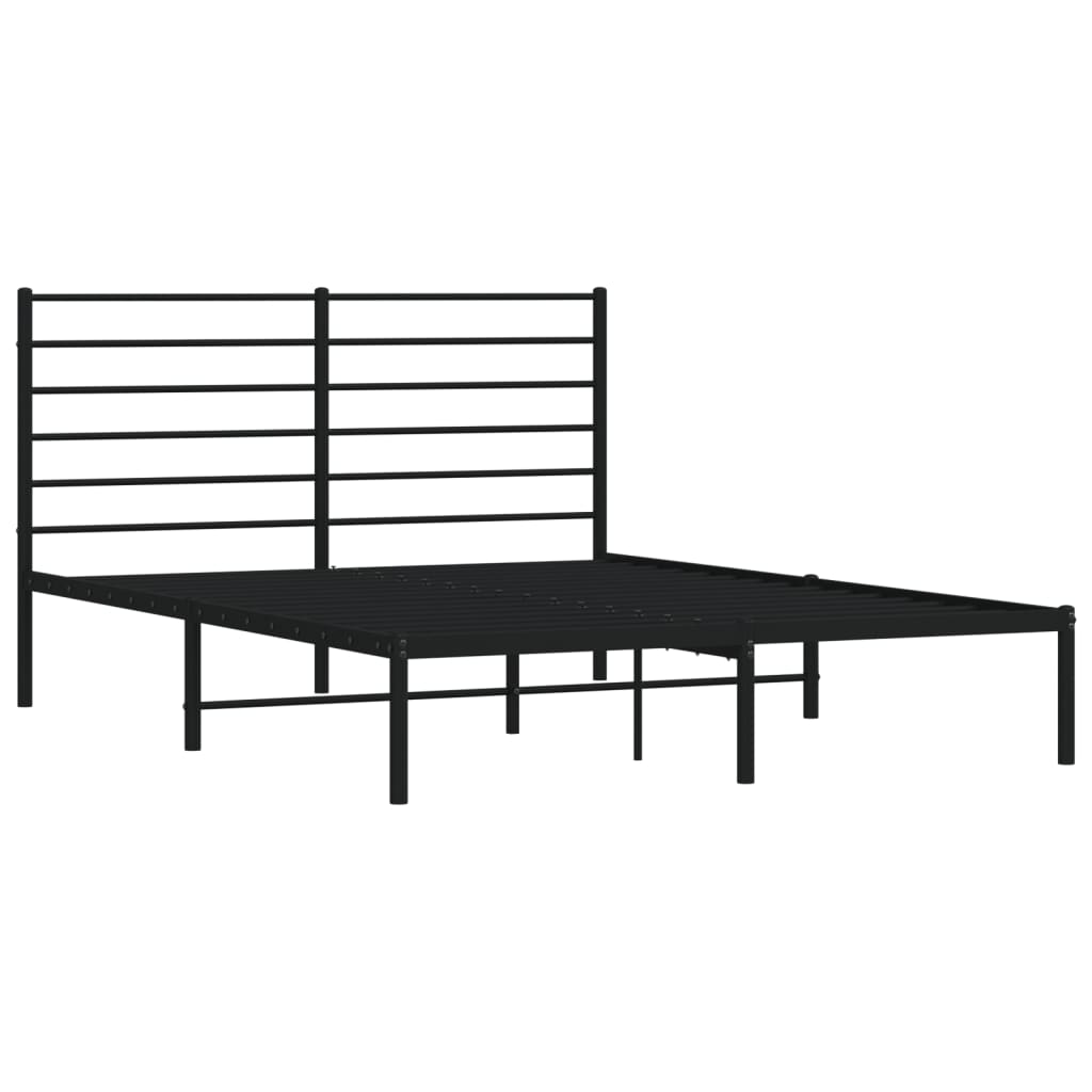 Bedframe met hoofdbord metaal zwart 120x200 cm is nu te koop bij PeponiXL, paradijselijk wonen!